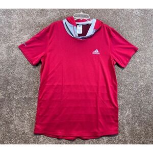 Adidas Basketball Short Sleeve Hoodie Shirt Men's XL Red‎ Dual Threat